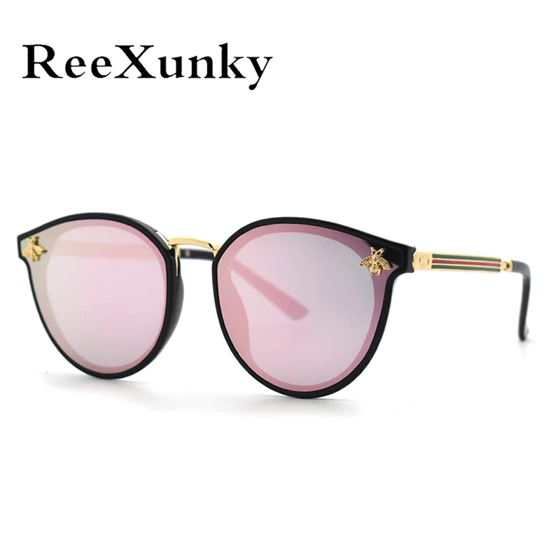 New Classic Bee Lady Mirror Round Sunglasses Women Fashion Brand Designer Gradient Sun Glasses Men Anti-Reflective Shades UV400