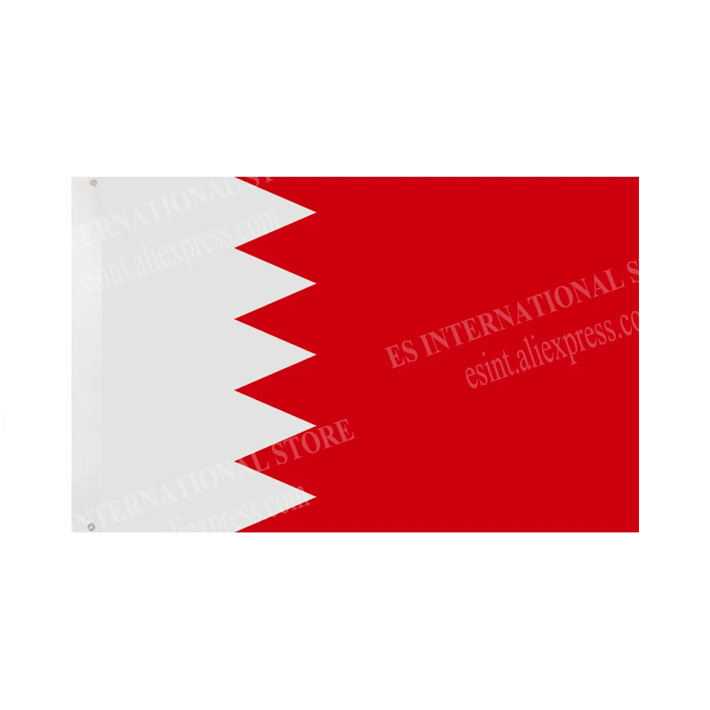 Bahrain Flag National Graphic Custom Printed Hanging Banner Design Outdoor Sport Polyester Shaft Cover Grommets 3X5FT 90X150CM