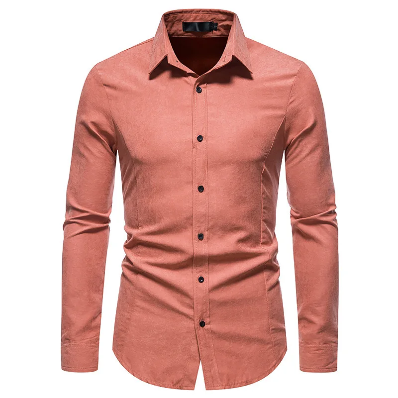 

Mens Vintage Casual Button Up Shirts Slim Long Sleeve Business Dress Shirt Men Working Office Wear Shirt Male Chemise Masculina