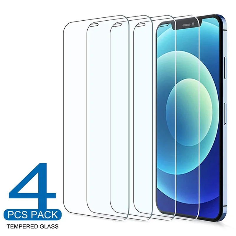

4 шт., Защитное стекло для iPhone 11 12 13 Pro Max X S XR 7 8 6 S Plus
