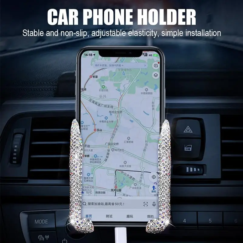 

Car Air Outlet Snap-Type Support Diamond-Studded Navigation Mobile Phone Holder For IPhone 8 XS XR For Samsung Support Telephone