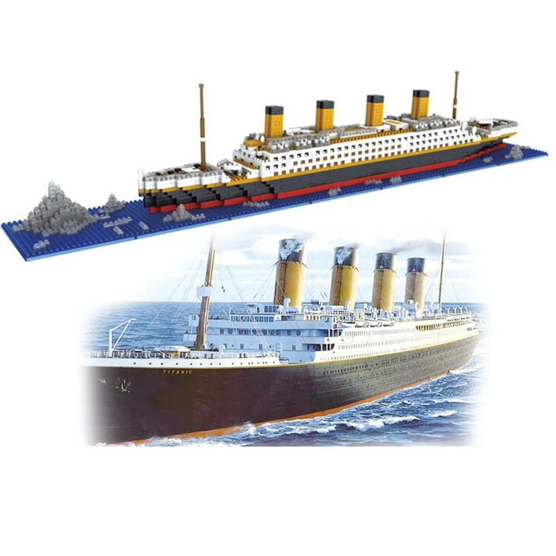 1860pcs RMS Titanic Cruise Ship Model Boat DIY Diamon Dassemblage Building Blocks Mini Micro Bricks Educational Kids Toys Gifts | Игрушки и