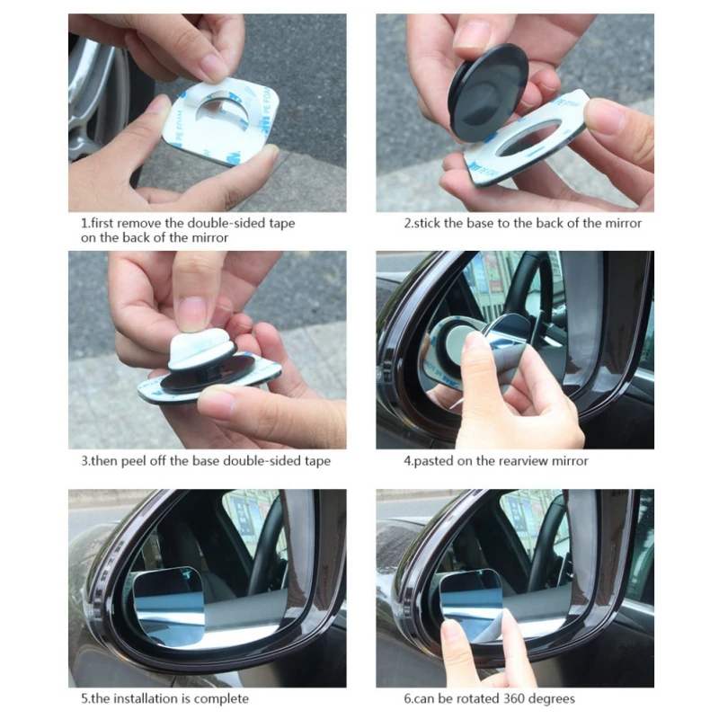 360 Rotating Adjustable Fixable Convex Blind Spot Mirror Clear Car Rear View Parking Auto Motorcycle | Автомобили и мотоциклы