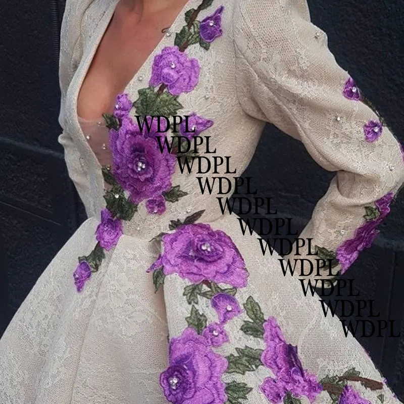 Роскошные вечерние платья с вышивкой Robe de soiree Abendkleider Lebanon вечерние платья с длинным рукавом длинное вечернее платье кружевное с v-образным вырезом