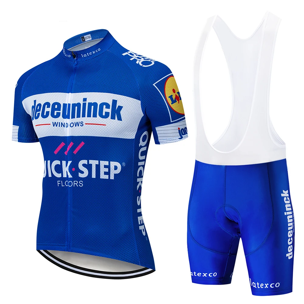 

2019 blue Cycling team Clothing Quick Dry Mens Bicycle wear summer Quick Step pro Cycling Jerseys 9D gel pad bike shorts set