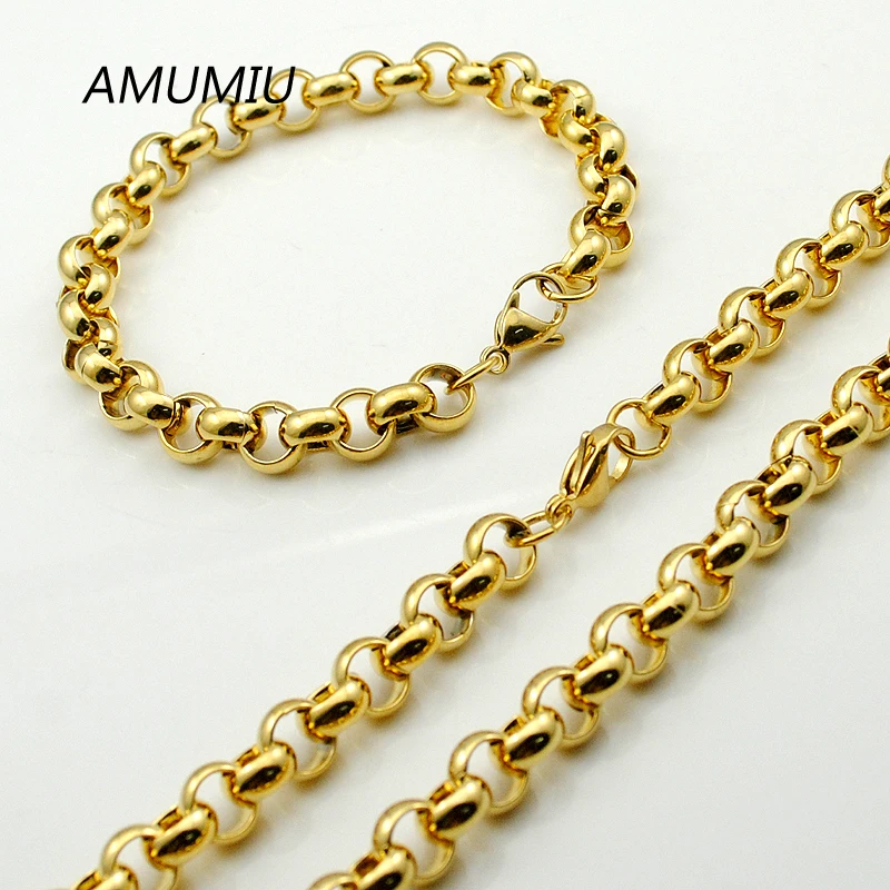 AMUMIU Африканский Золотой цвет цепь звено для мужчин женщин ювелирные изделия