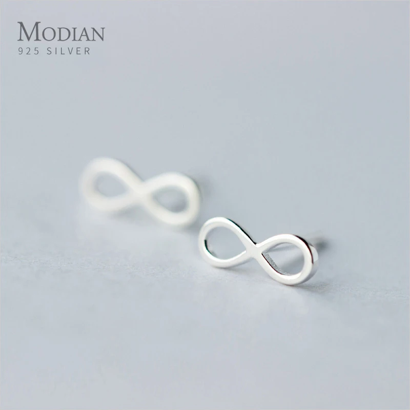 

Modian Classic Simple 925 Sterling Silver Cute Charm Jewelry Tiny Unlimited Love Stud Earrings For Women S925 Fine Silver Gift
