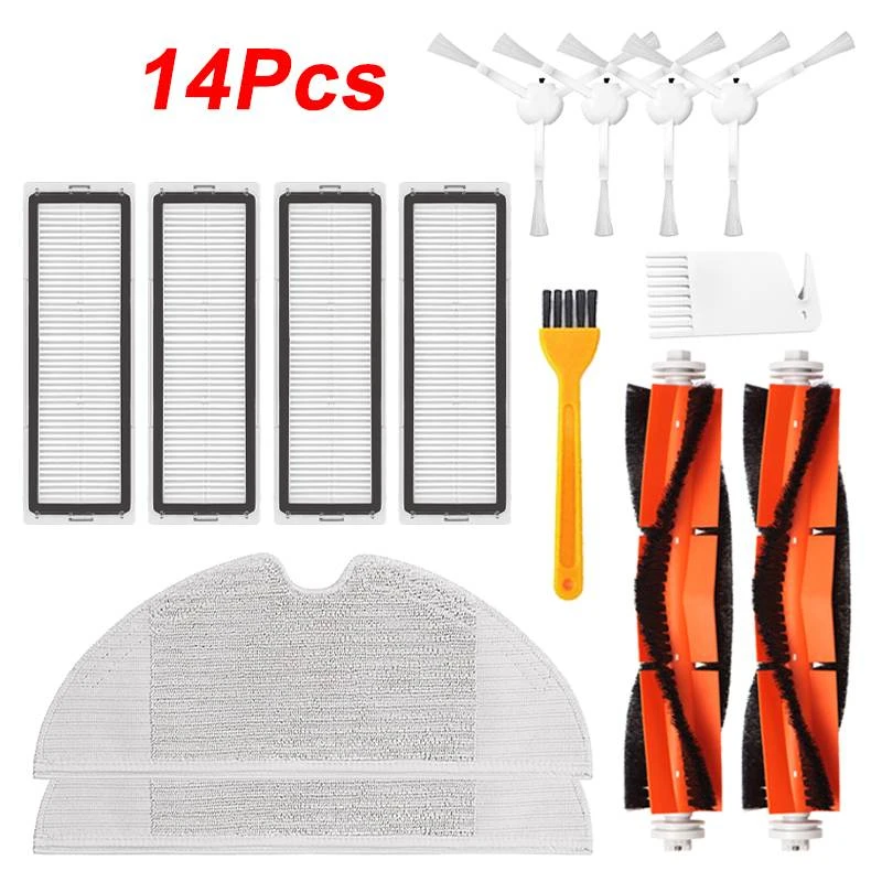 

14PCS Mi Robot Vacuum Cleaner Parts Replacement Kit for Xiaomi Robo2 Robot S50 S51 Main Brush Filters Side Brushes Accessories