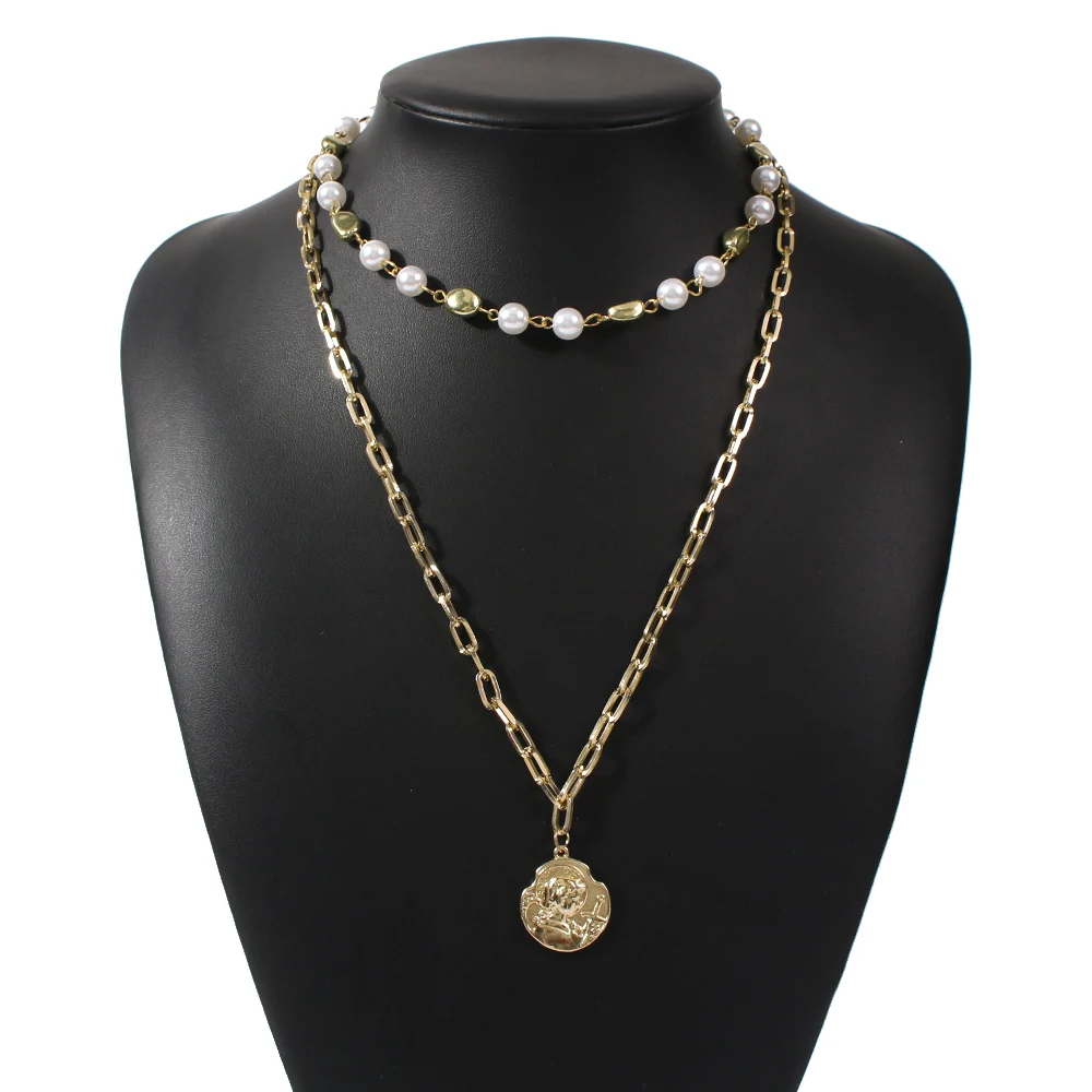 

Alloy Cross Chain Imitation Pearl Necklace Girl 2020 Initial Necklace Halloween Wholesale BulkPersonalizedPearlNecklaceAesthetic