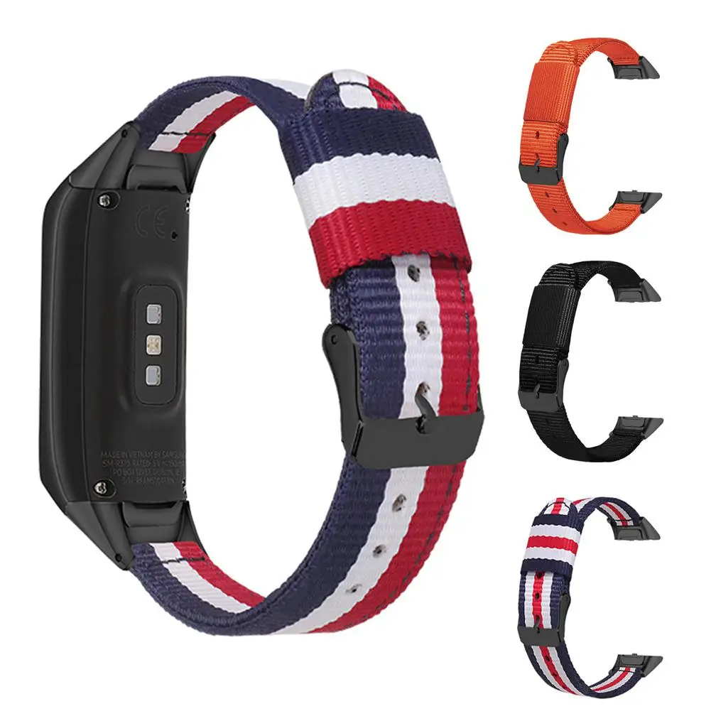 

Watch Band 12MM For Samsung Galaxy Fit SM-R370 Wristband Durable Nylon Striped Strap Compatible With Sport Casual Watch Bracelet
