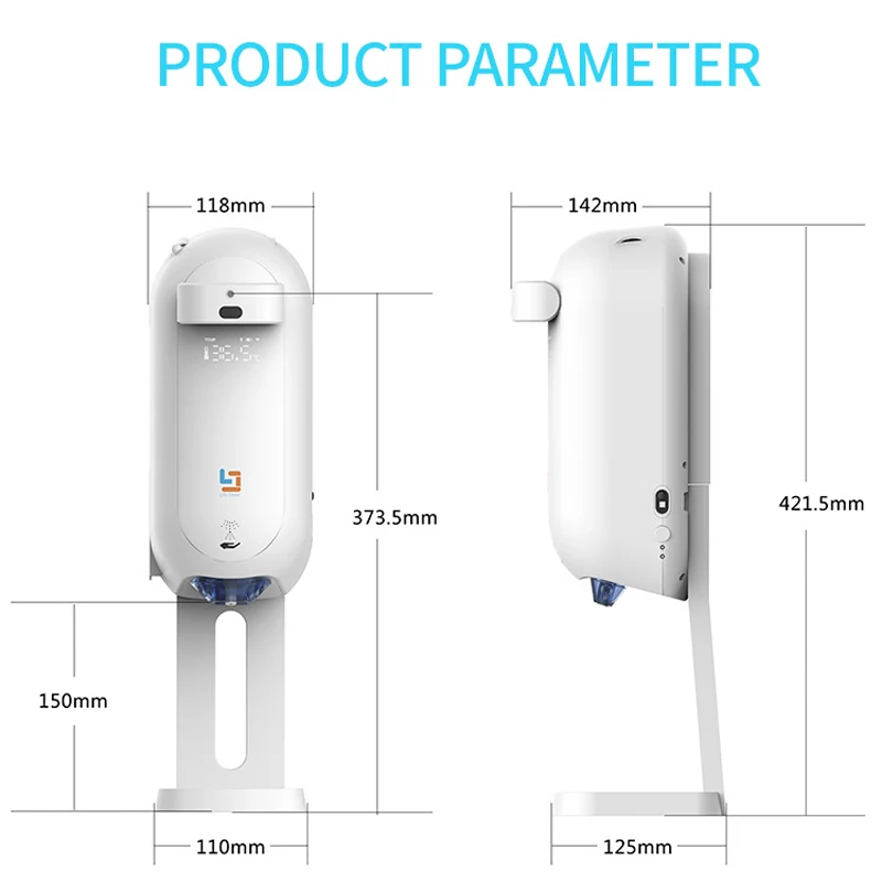 

Touchless Thermometer Alcohol Disinfection Machine Automatic Sensor Soap Dispenser Liquid Hand Sanitizer Alcohol Gel Spray 1.1L