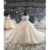 bgw 3133ht wedding dress 2020 new o neck applique lace princess shine luxury wedding dress ball gown bride dress vestid de noiva