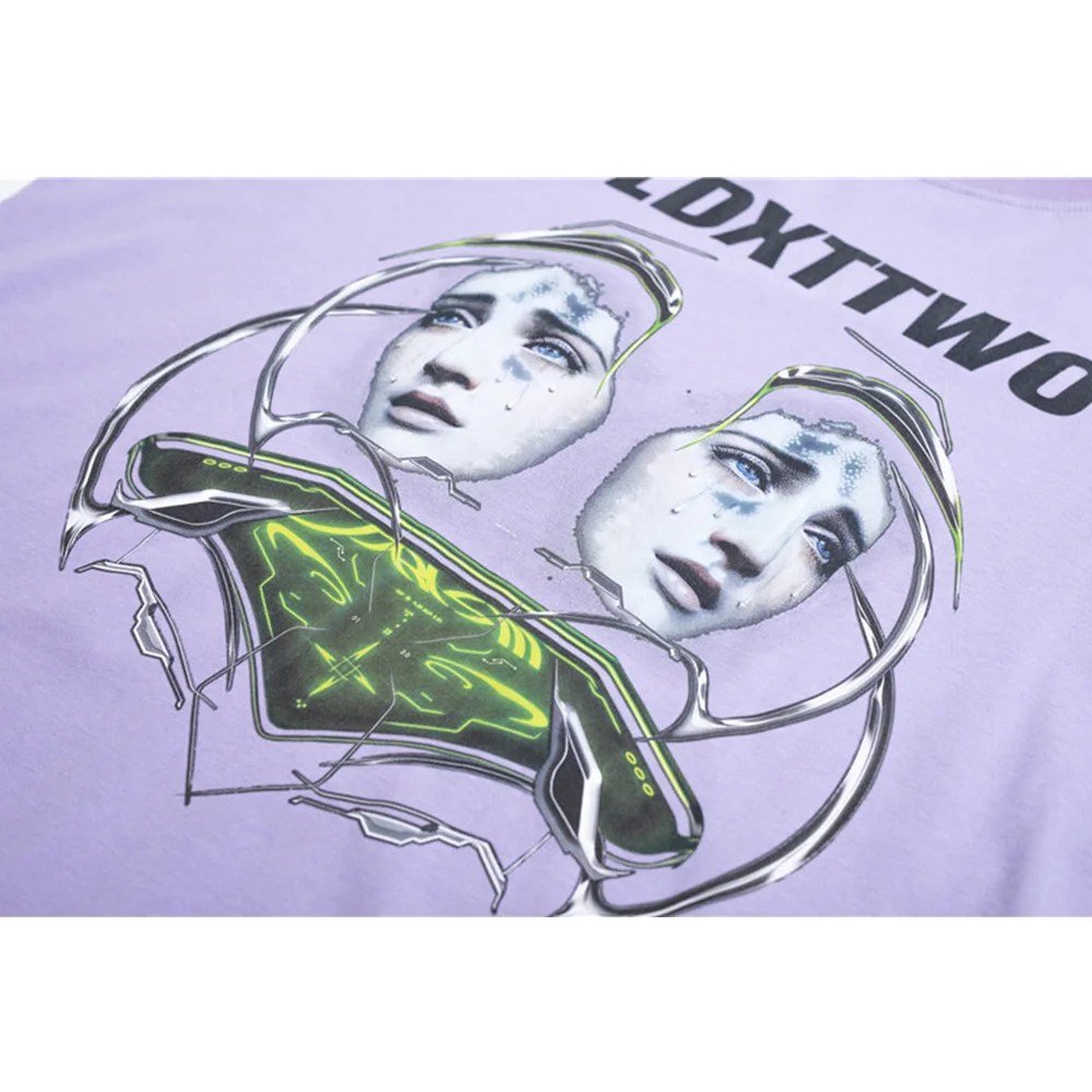 

Men Hip Hop T-shirt Sad Girl Punk Robot Print Streetwear Couple High Street Harajuku Fashion Casual Baggy O-Neck Tee Tops Summer