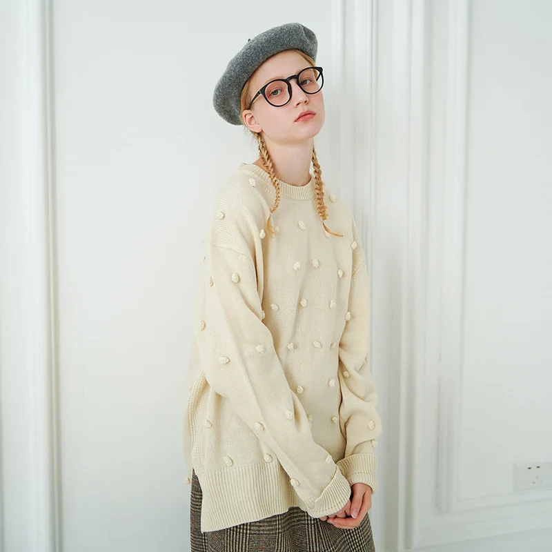 Imakokoni абрикосовый шерстяной свитер оригинальный дизайн японская Милая рубашка с