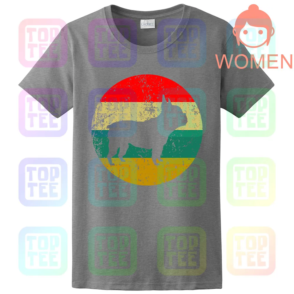 Women-Grey Французская футболка с бульдогом-Ретро Французский бульдог Мужская футболка-футболка с изображением собаки - Цвет: Women-Grey