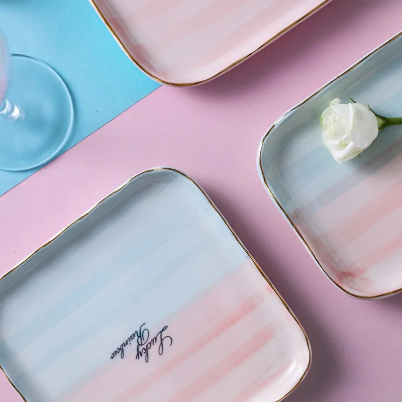 Тарелка из керамики в западном стиле европейском настольный декоративный поднос