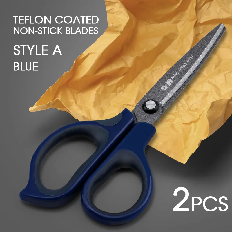 2pcs Blue Style A Andstal черная технология антипригарные ножницы M& G тефлоновое покрытие лезвие ножниц для школы офисные принадлежности sissors ремесло канцелярские принадлежности - Цвет: 2pcs Blue Style A