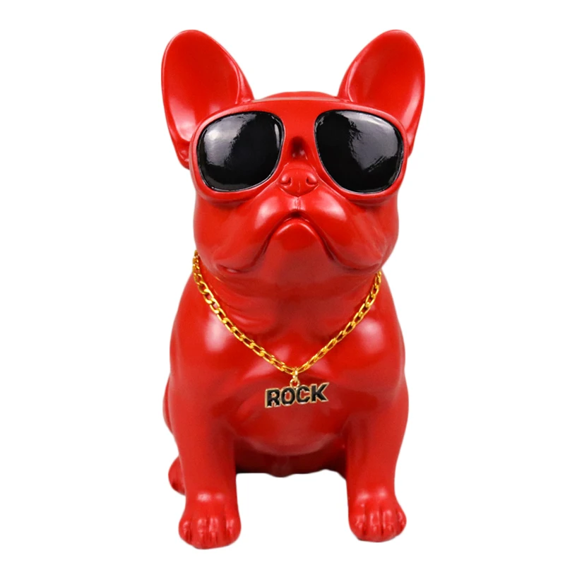 

GLASSES FRENCH BULLDOG STATUES FIGURINES ANIMAL DOG ART SCULPTURE RESIN ART&CRAFT HOME DECORATION ACCESSORIES R542