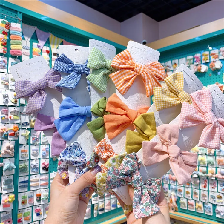 

Korean Children's Floral Print Hairpins Girls Butterfly Hair Pin Little Girl Plaid Hair Clip Side Clip BB Clips Ins Hair Wear