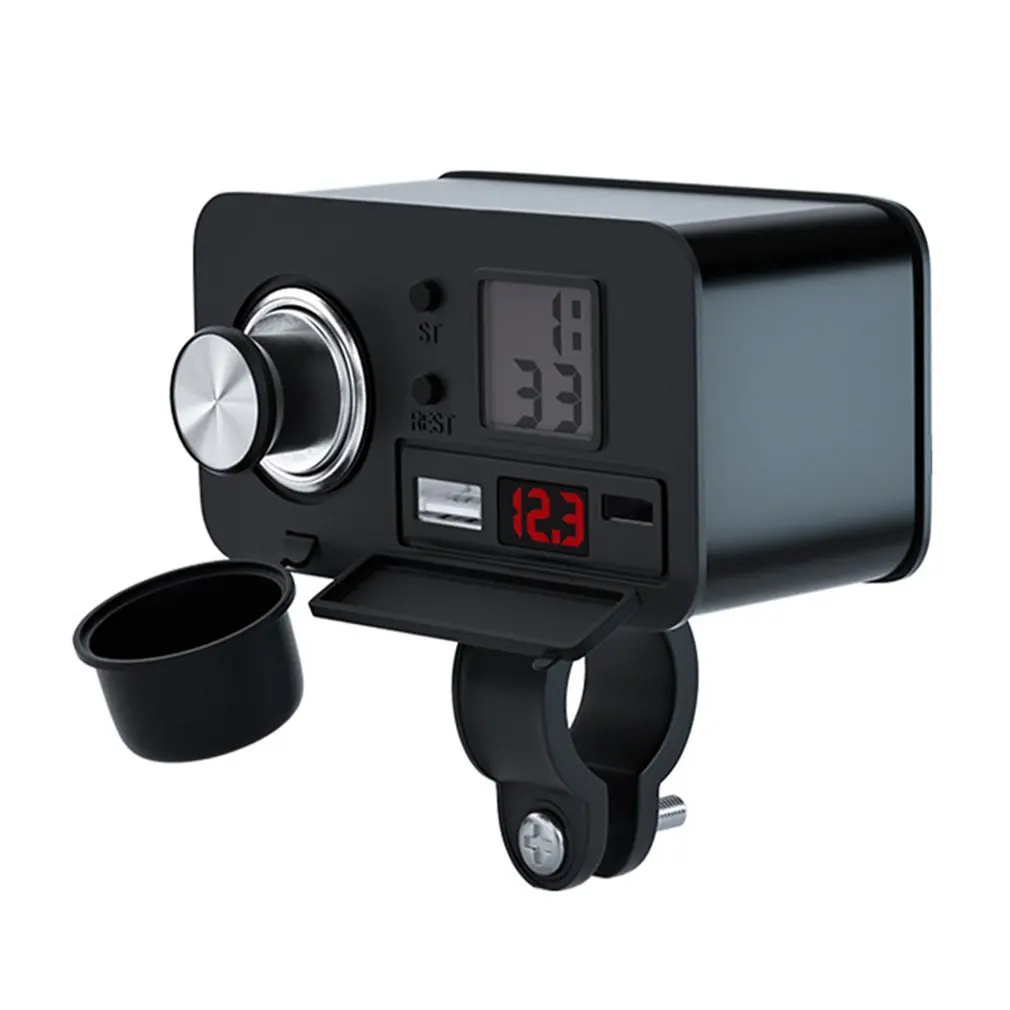 

12V Multifunctional Motorcycle Cigarette Lighter Socket Adapter USB Charger Fast Charging With Timetable With Lighter Head