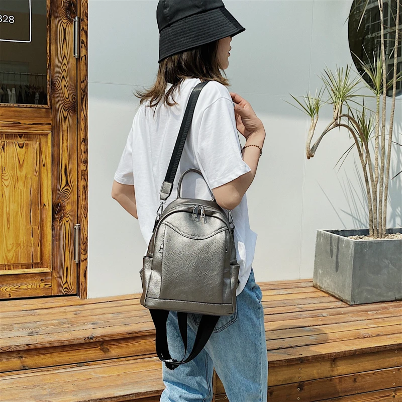 Дизайнерский Модный женский кожаный рюкзак большой школьный ранец для