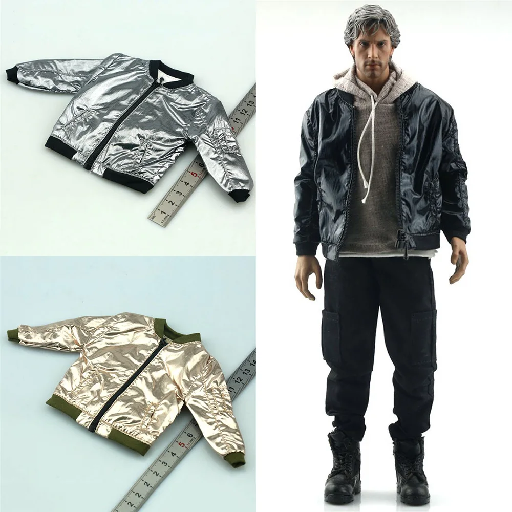 

1/6 Soldier imitation patent leather jacket baseball shirt style jacket clothes model for 12 inch action figure