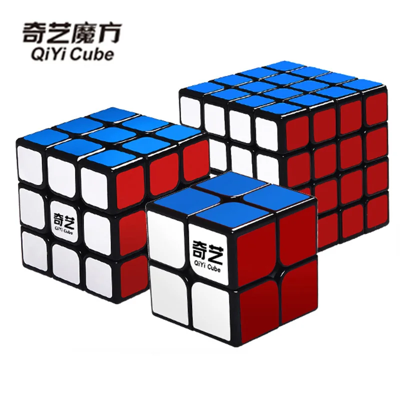 QIYI Cubo m&aacute;gico 2x2x2 3x3x3 4x4x4x4 Cubo m&aacute;gico calcoman&iacute;as profesionales y brillante de Color s&oacute;lido rompecabezas Speed Cubo juguetes para los ni&ntilde;os-0