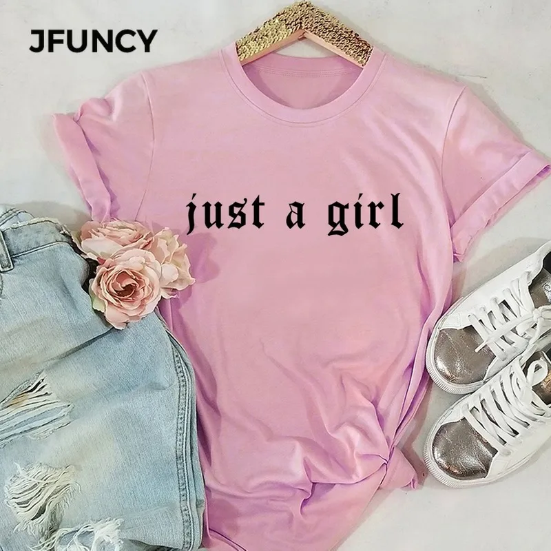 JFUNCY 100% Cotton Summer Women T-shirts S-5XL  Woman Tops Letter Print Lady Tshirt Short Sleeve Female Tees