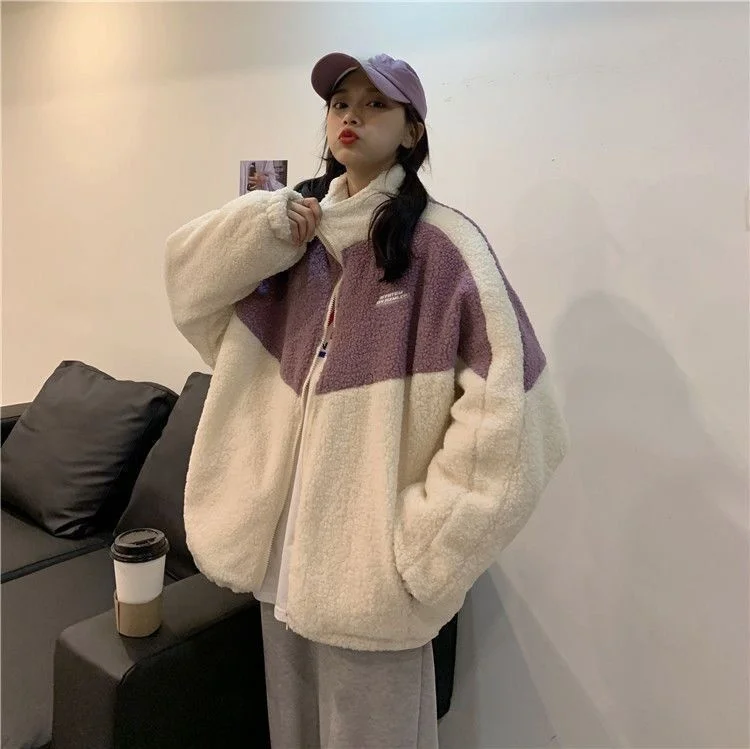 Женское бархатное пальто с длинным рукавом Повседневная теплая белая толстовка