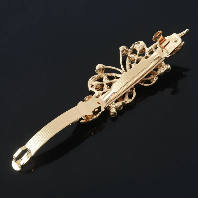 Женская заколка для волос с золотистыми металлическими черными бабочками Стразы