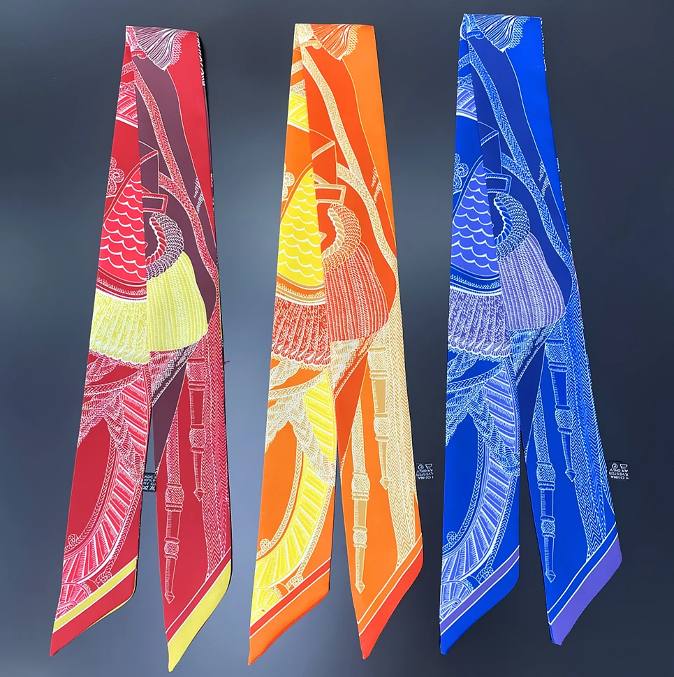 Брендовый шелковый шарф дизайн женский для дам аксессуары волос платок и сумка