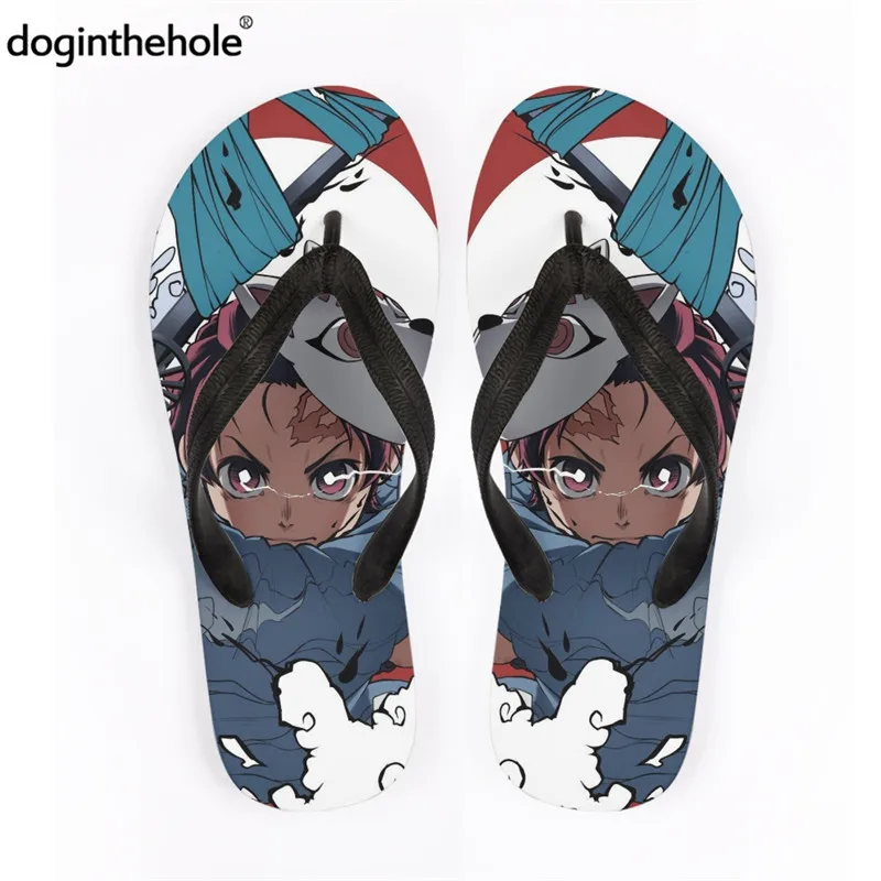 

Doginthehole Японские Аниме рассекающие демонов шлепанцы для женщин и мужчин манга повседневные домашние тапочки уличные дизайнерские сандалии ...