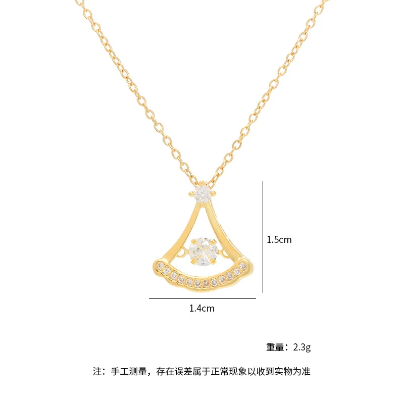 

Korean Trendy Simple Shiny Zircon Hollow Sweet Skirt Pendant Necklace For Women Temperament Elegant Jewelry Gifts Clavicle Chain