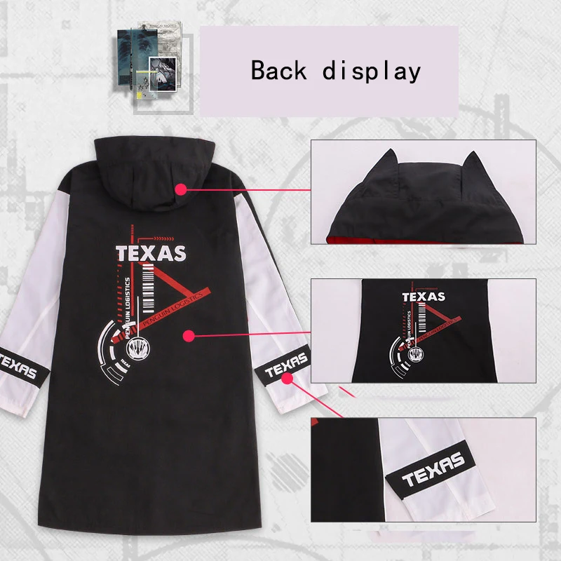 

Anime Arknights Cosplay Costumes Texas overcoat Spring Autumn Hooded Windbreaker Coat sweatshirt Pants trousers Shirt Outfi