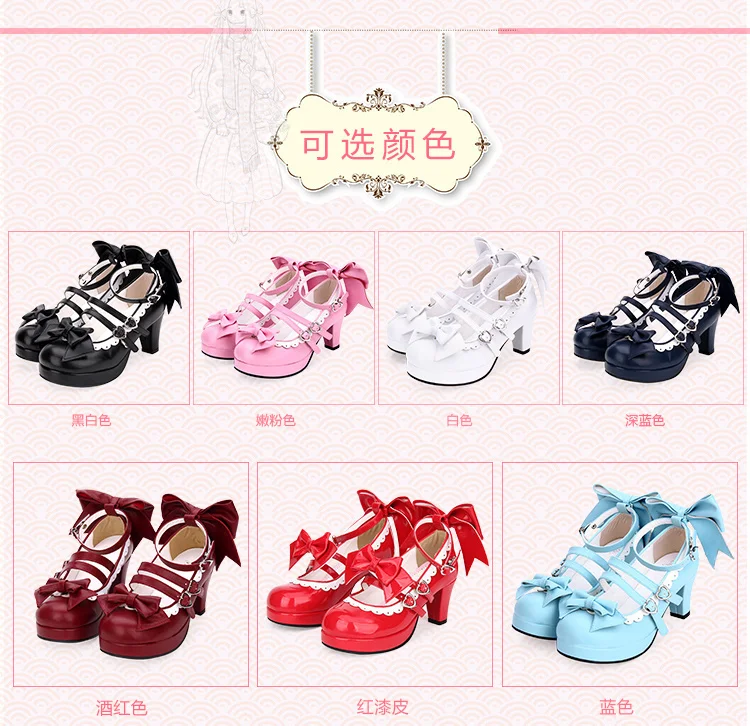 

Originele Nieuwe Lolita Rood Lakleer Boog Schoenen Kant Ronde Neus Prinses Schoenen Cosplay Schoenen Hart Soort Schoen Gesp