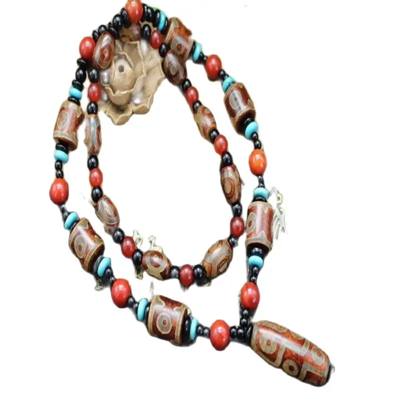 

Natural Tibetan Agate Beads3-Eye + 9-Eye Barrel Beads Agate Necklace Bracelet