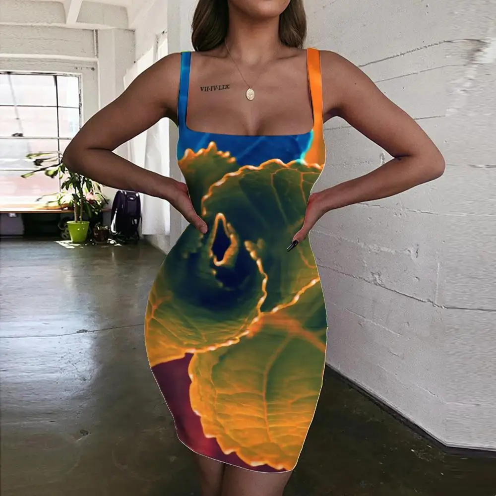 

Giyu Brand Colorful Dress Women Flowers Vestido Sexy Leaf Sundress Psychedelic Ladies Dresses Womens Clothing Club New Beach