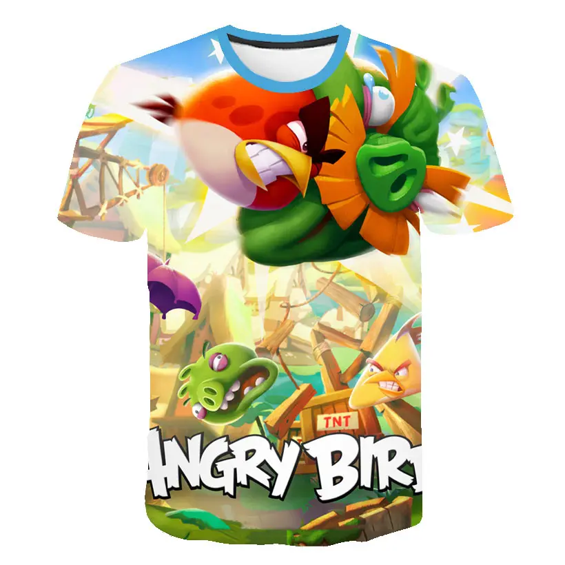 Новинка 2019 футболка с мультипликационным принтом 3D принт Angry Birds для женщин и