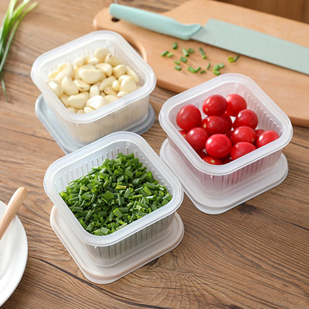 

Kitchen Porta Alimentos Refrigerator Keep Fresh Box Vegetable Fruit Drain Crisper Multifunctional Boite Alimentaire Conservation