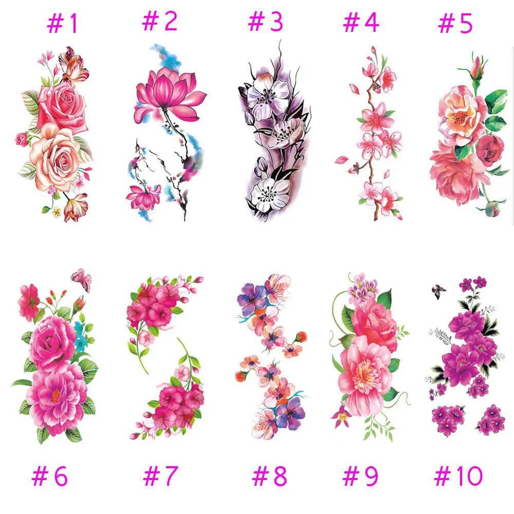 1piece beauty make up Fake temporary tattoos stickers rose flowers arm shoulder tattoo waterproof women big flash on body | Красота и