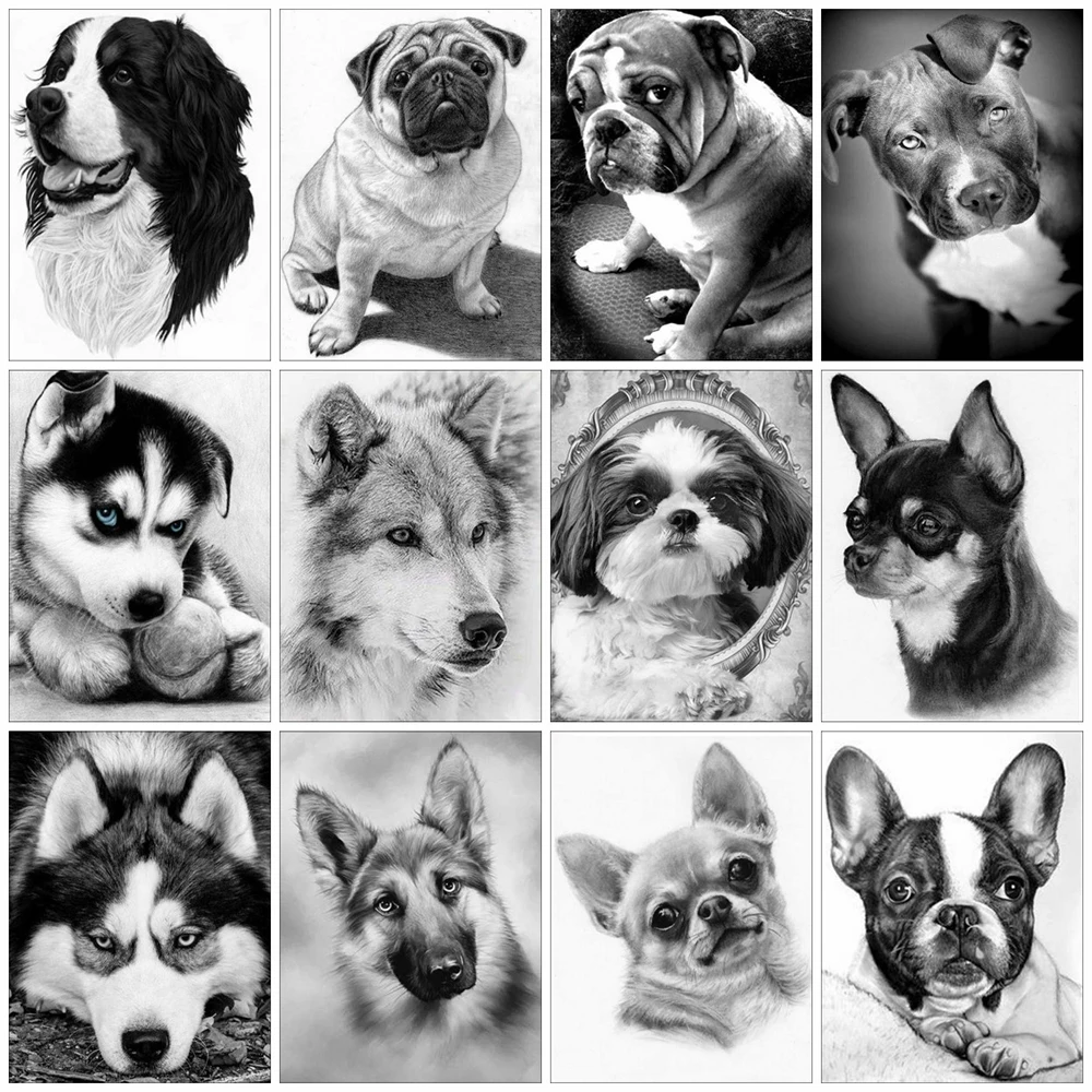 

MomoArt 5D DIY Diamond Embroidery Dog Picture Rhinestones Diamond Painting Animal Cross Stitch Kits Bead Mosaic Handicraft