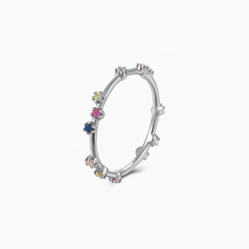

KOJ 2021 New Luxury 925 Sterling Silver Ring for Women Minimalist Colorful Zircon Wedding Engagement Fine Jewelry Rings Anillos