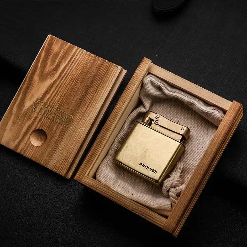 Честная Античная керосиновая Зажигалка из чистой меди деревянная коробка