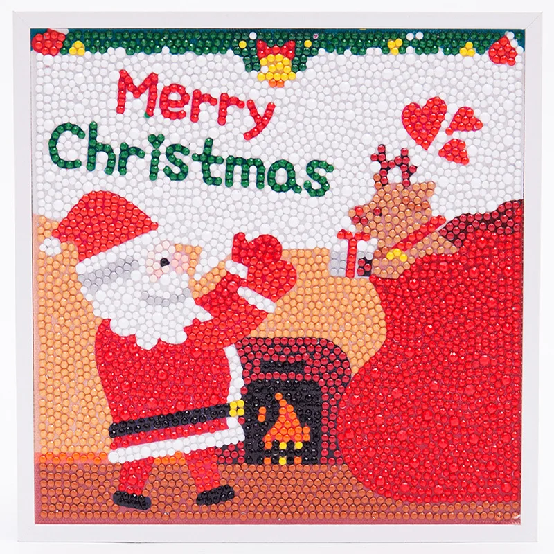 Рождественский подарок полная дрель детская Алмазная картина с рамкой ручная