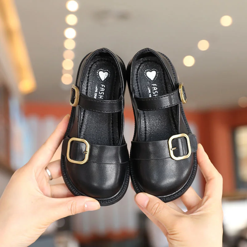 

Footwear Kids shoes 2020 For Children's Girl's leather shoes School Students Performing Dance shoe British Black Girls Flats