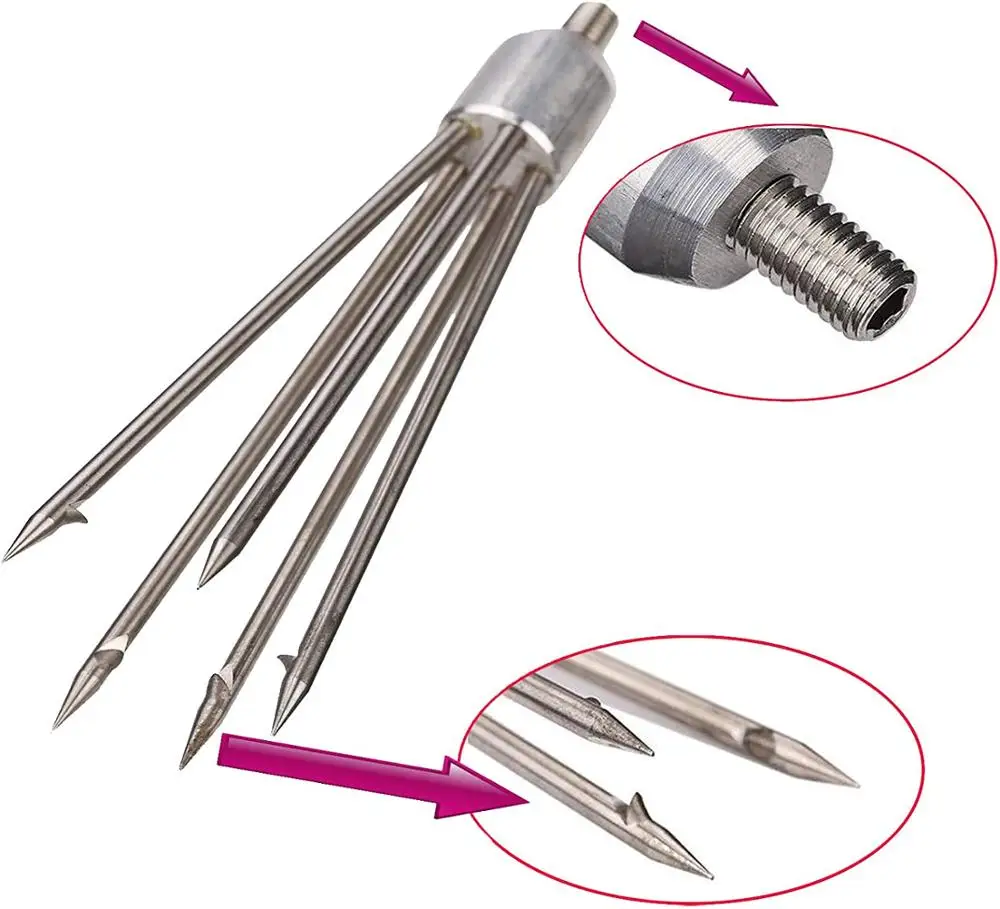 AUXPhome 5 Tine Frog Spear, Ледовое рыболовство, Рыбная копь, Рыболовный гарпун Fish EEL Salmon Barbed, Нержавеющая сталь.