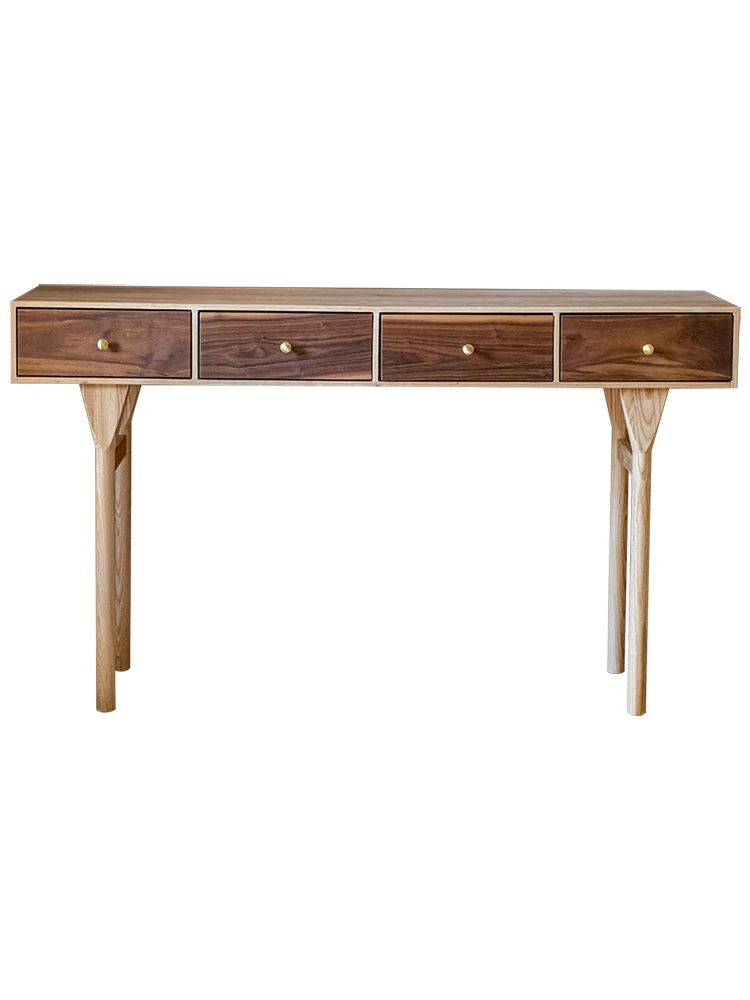 

Solid Wood Entrance Cabinet Side Cabinet Console Table Bar Bar Table Simple Lobby Home Table Black Walnut Ash Wood
