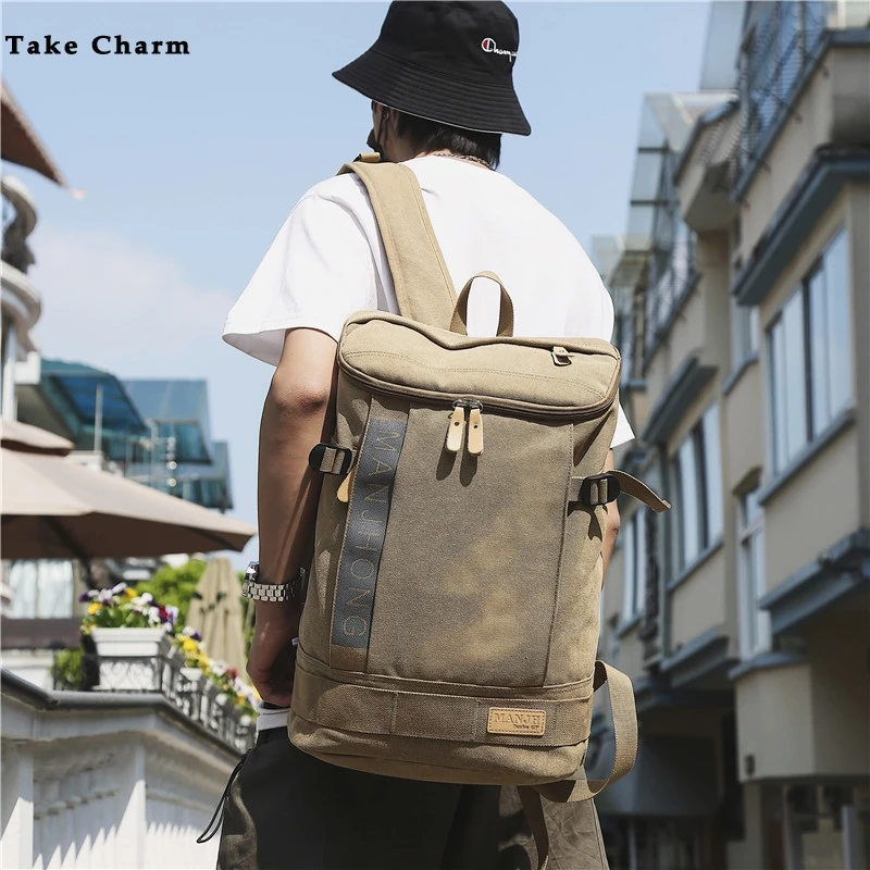 Холщовый мужской рюкзак 2020 новая молодежная модная сумка Повседневная