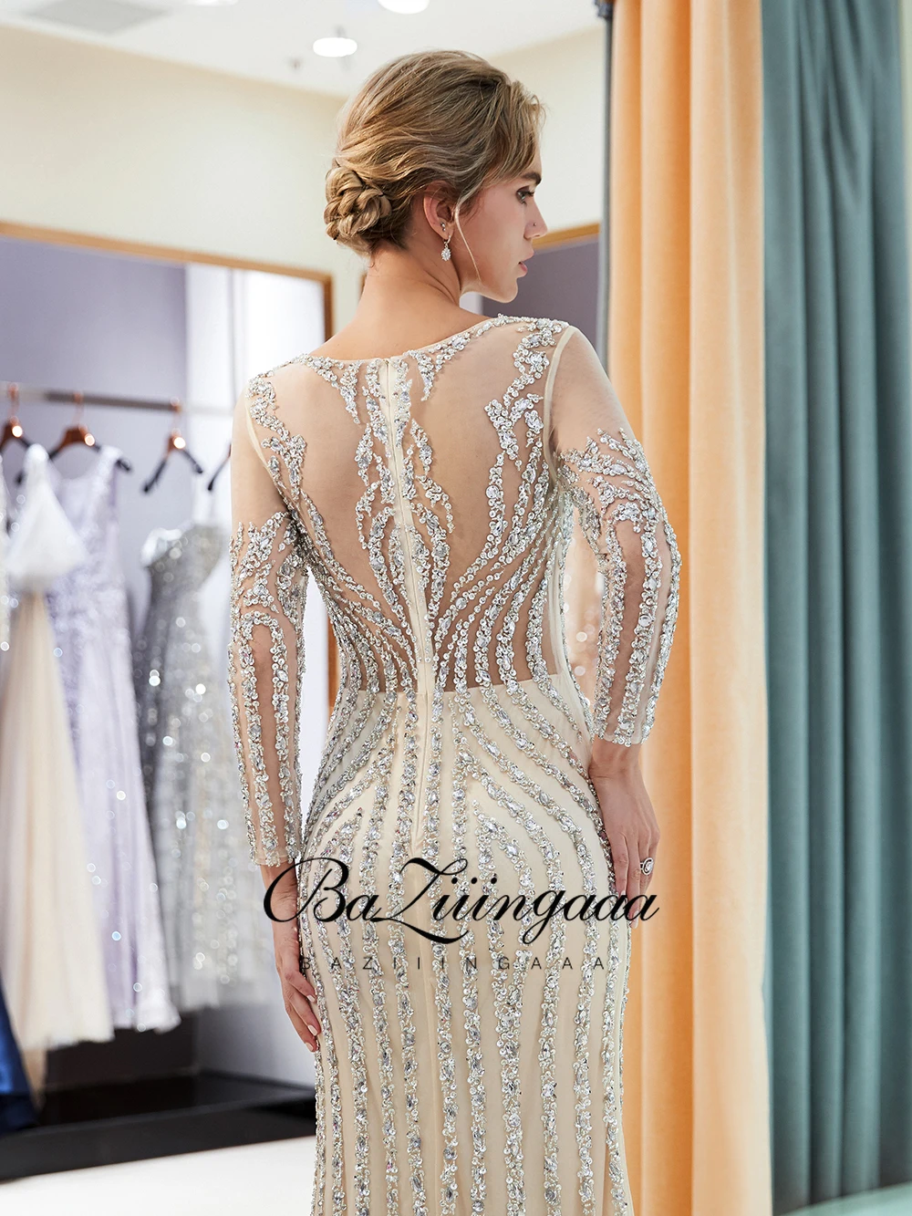 

Elegant Evening Dress Women Diamond Floral Print Chiffon V-Neck Suitable for Evening Parties Bridesmaid Dresss Custom Color Gown