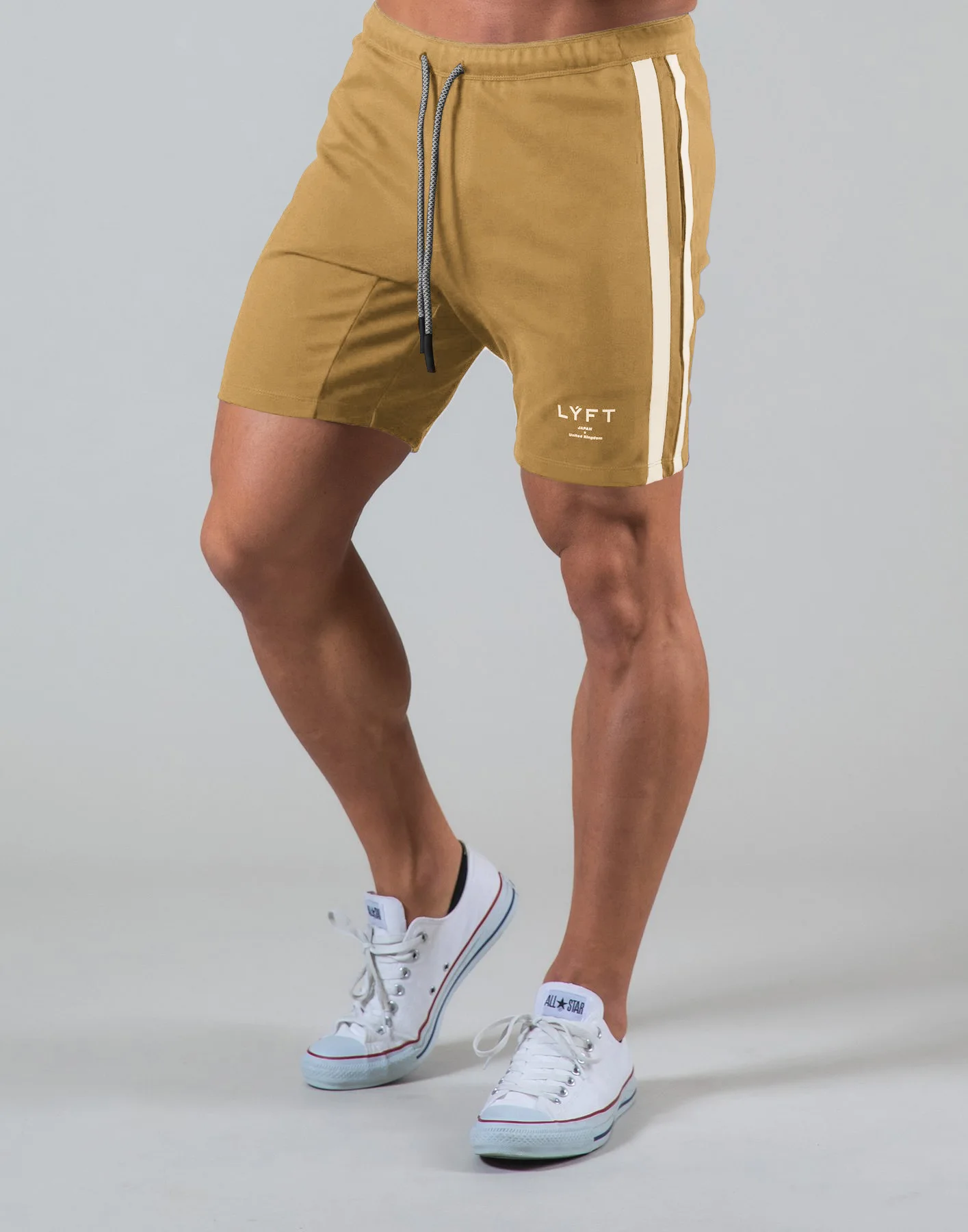 

2021 summer new men's cotton fashion casual sports fitness shorts men's striped patchwork fitness loose cotton pants